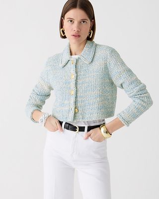 J.Crew + Textured Cropped Lady Jacket in Space-Dyed Yarn