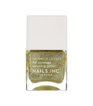 Nails Inc. + Biodegradable Glitter Nail Polish in Paryting on Portobello Gold