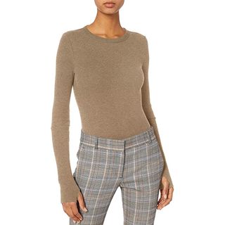 Enza Costa + Cashmere Thermal Long Sleeve Cuffed Crew Top With Thumbholes
