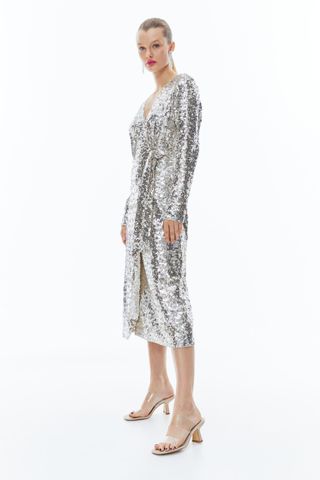 H&M + Sequined Wrap Dress