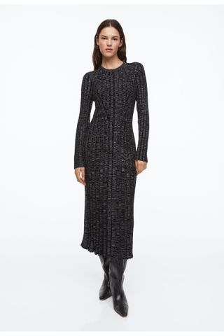 H&M + Glittery Rib-Knit Dress