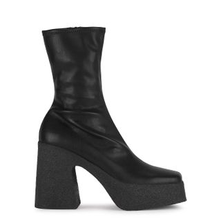 Stella McCartney + 115 Black Faux Leather Platform Ankle Boots