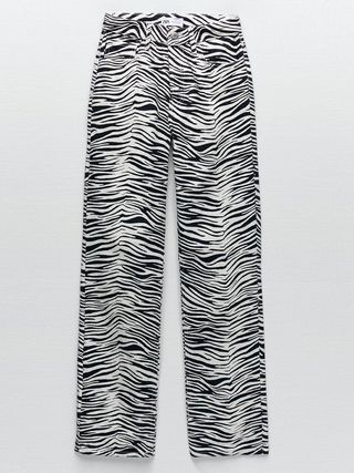 Zara + Straight Fit Printed Jeans