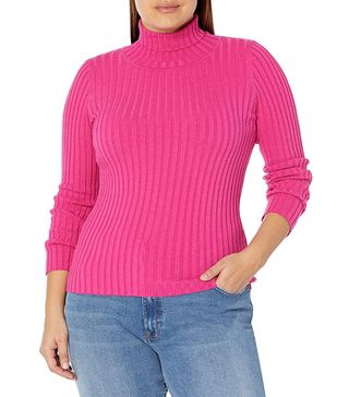 The Drop + Amy Fitted Turtleneck Ribbed Sweater