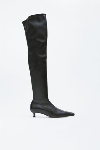 Zara + Leather Kitten Heel Boots