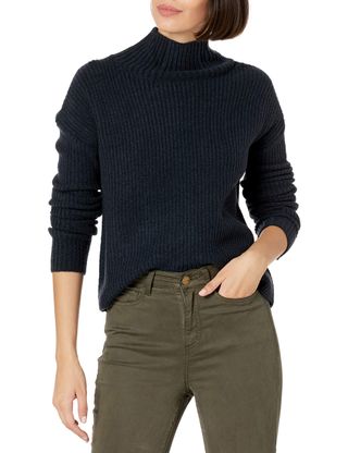 Goodthreads + Mid-Gauge Stretch Cropped Long Sleeve Funnel Neck Sweater