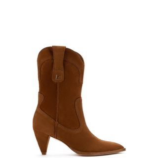 Larroudé + Thelma Boot in Tobacco Suede