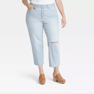 Universal Thread + High-Rise Vintage Straight Cropped Jeans
