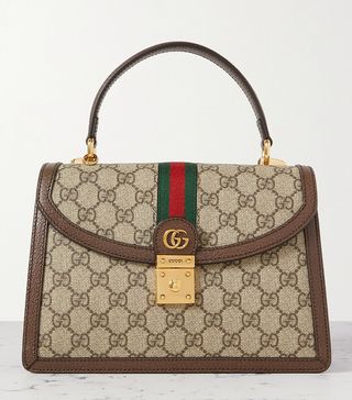 Gucci + Ophidia Textured Leather-Trimmed Printed Coated-Canvas Tote