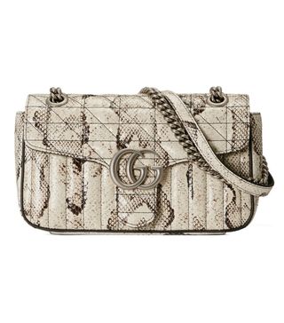Gucci + GG Marmont Small Python Shoulder Bag