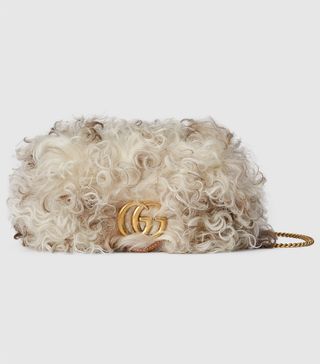 Gucci + GG Marmont Super Mini Shearling Bag