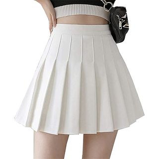 Yuemengxuan + High Waisted Plain Pleated Tennis Skirt