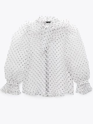 Zara + Organza Shirt With Polka Dots