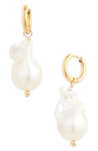 Éliou + Tina Baroque Pearl Hoop Earrings