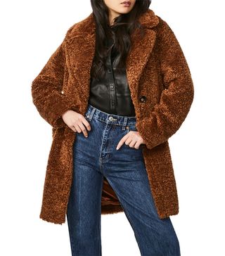 Bernardo + Unreal Teddy Wool Blend Faux Fur Coat