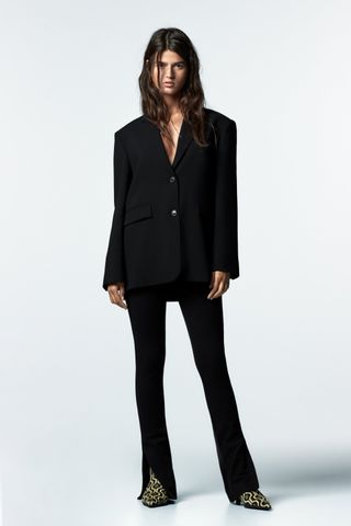 Zara + Back Buttoned Oversized Blazer