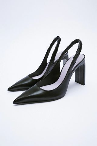 Zara + Slingback Leather Heels