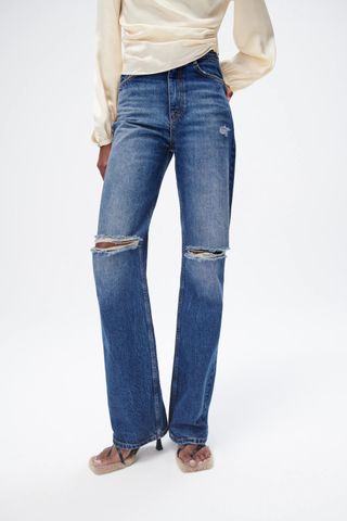 Zara + Z1975 Full Length Ripped Jeans