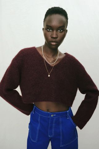 Zara + Cropped Knit Sweater