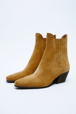 Zara + Cowboy Split Leather Ankle Boots