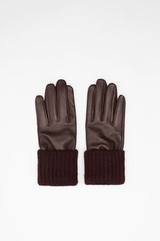 Zara + Leather Knit Gloves