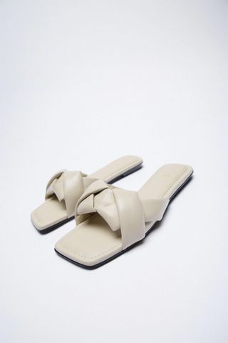 Zara + Woven Flat Leather Sandals