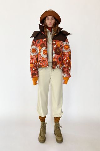 Zara + Floral Puffer Jacket