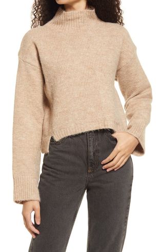 Topshop + Mock Neck Crop Sweater