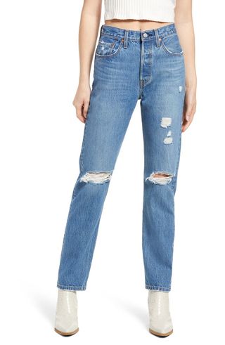 Levi's + 501 Ripped Straight Leg Jeans