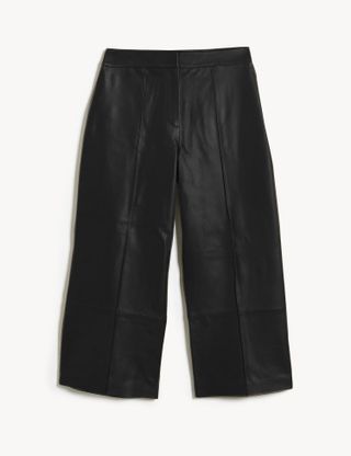 Jaeger + Leather Wide Leg Culottes