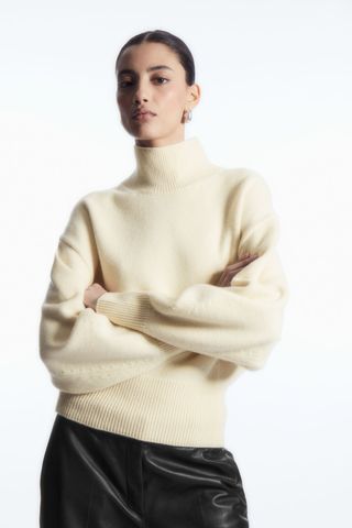 COS + Funnel-Neck Wasited Wool Jumper
