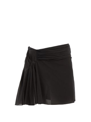 Nensi Dojaka + Gathered Side Silk-Blend Miniskirt