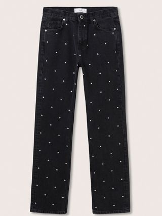 Mango + Straight-Fit Strass Jeans