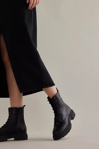 Anthropologie + Hudson Agnes Leather Lace-Up Ankle Biker Boots
