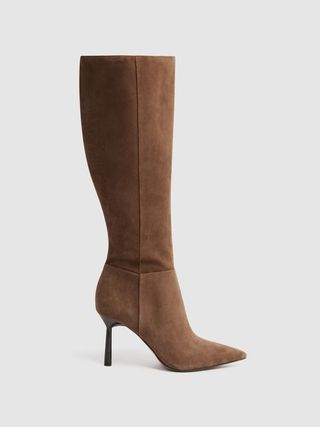 Reiss + Tan Gracyn Leather Knee High Heeled Boots