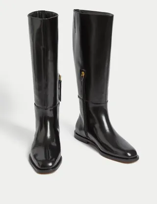 Marks & Spencer + Patent Leather Flat Riding Boots