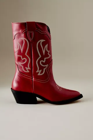 Anthropologie + Suede Leather Western Cowboy Boots