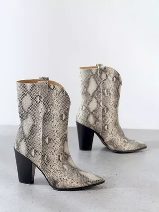 Mint Velvet + Snake Print Leather Cowboy Boots