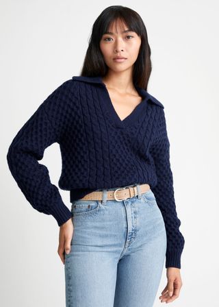 & Other Stories + Merino Cable Knit Sweater