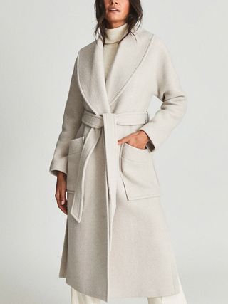 Reiss + Viola Stone Wool Blend Coat