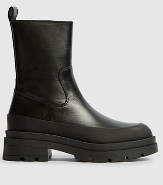 Reiss + Ave Black Leather Stomper Boots