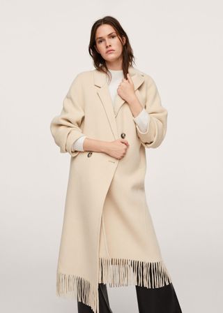 Mango + Fringe Wool-Blend Coat