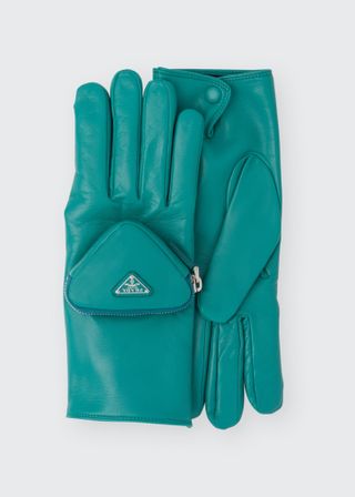 Prada + Leather Gloves With Pocket