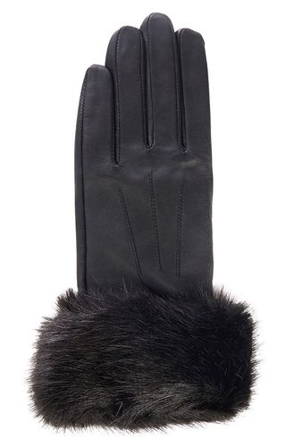 Barbour + Faux Fur Trim Leather Gloves