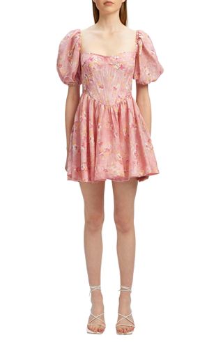Bardot + Kiah Floral Print Corset Puff Sleeve Minidress