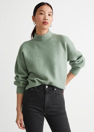 & Other Stories + Mock Neck Sweater in Green