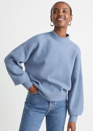& Other Stories + Mock Neck Sweater in Blue