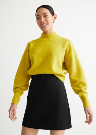 & Other Stories + Mock Neck Sweater in Bright Green