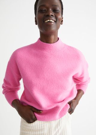 & Other Stories + Mock Neck Sweater in Pink