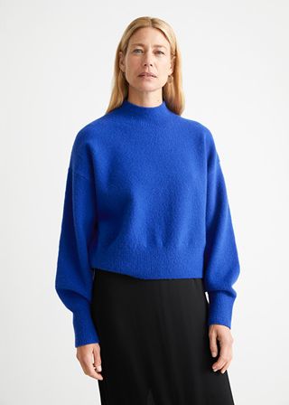 & Other Stories + Mock Neck Sweater in Bright Blue